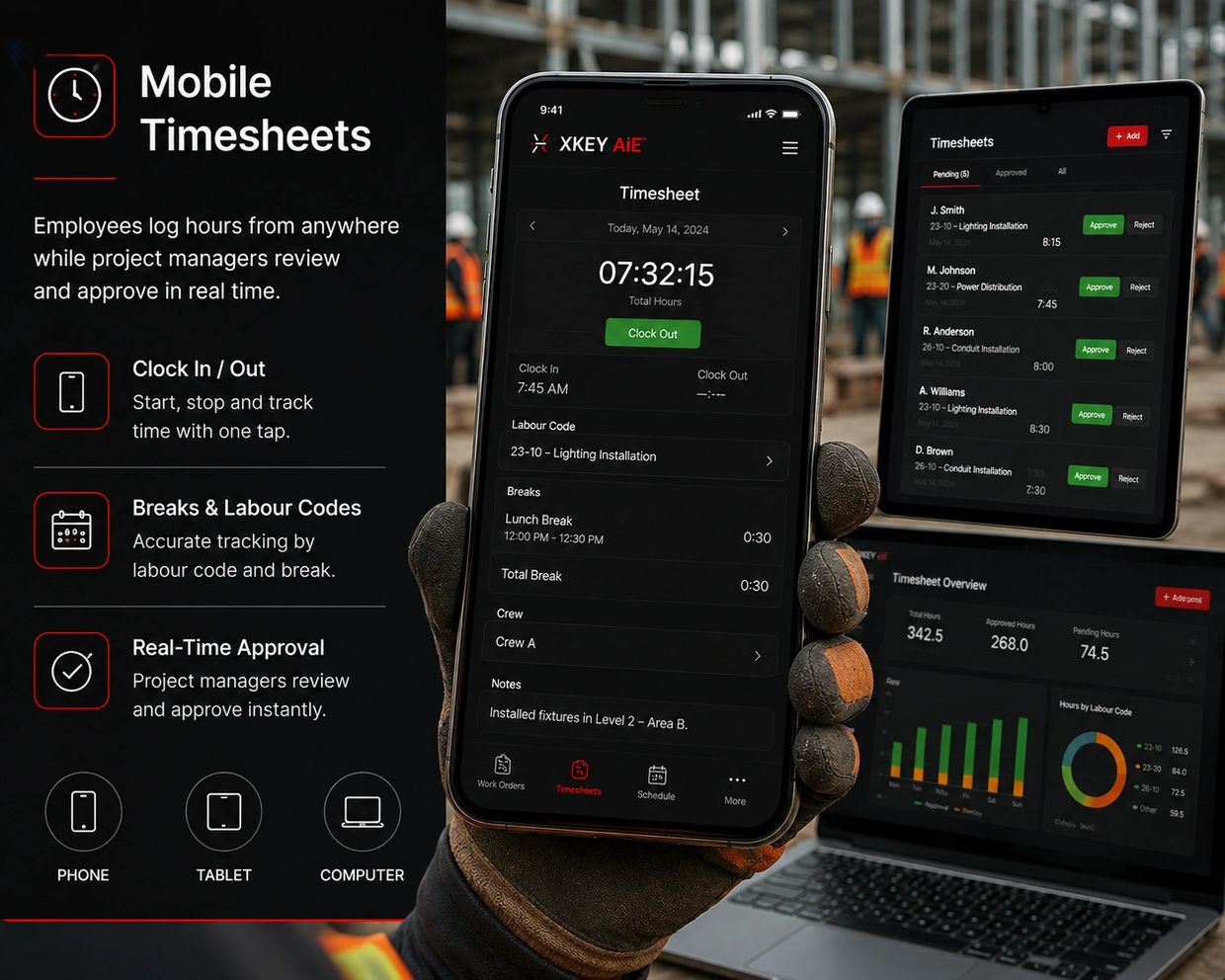 Xkey artwork: mobile timesheets